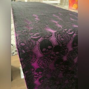 Halloween Black Lace Skull Table Runner